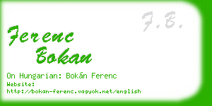 ferenc bokan business card