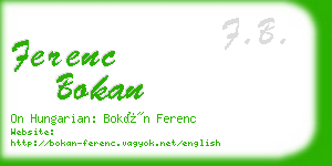 ferenc bokan business card